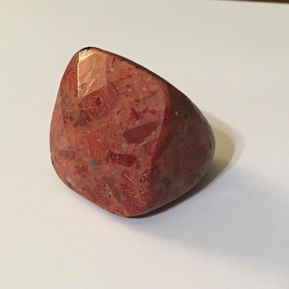 Hugh ring carved from a fossil. Size 8.